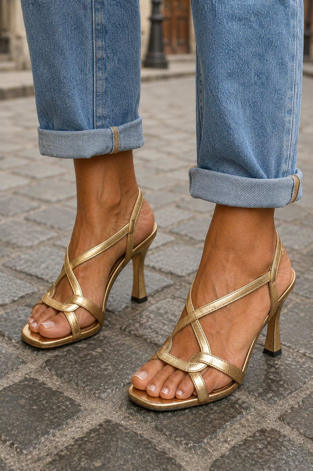Verónica | Sandalias elegantes doradas