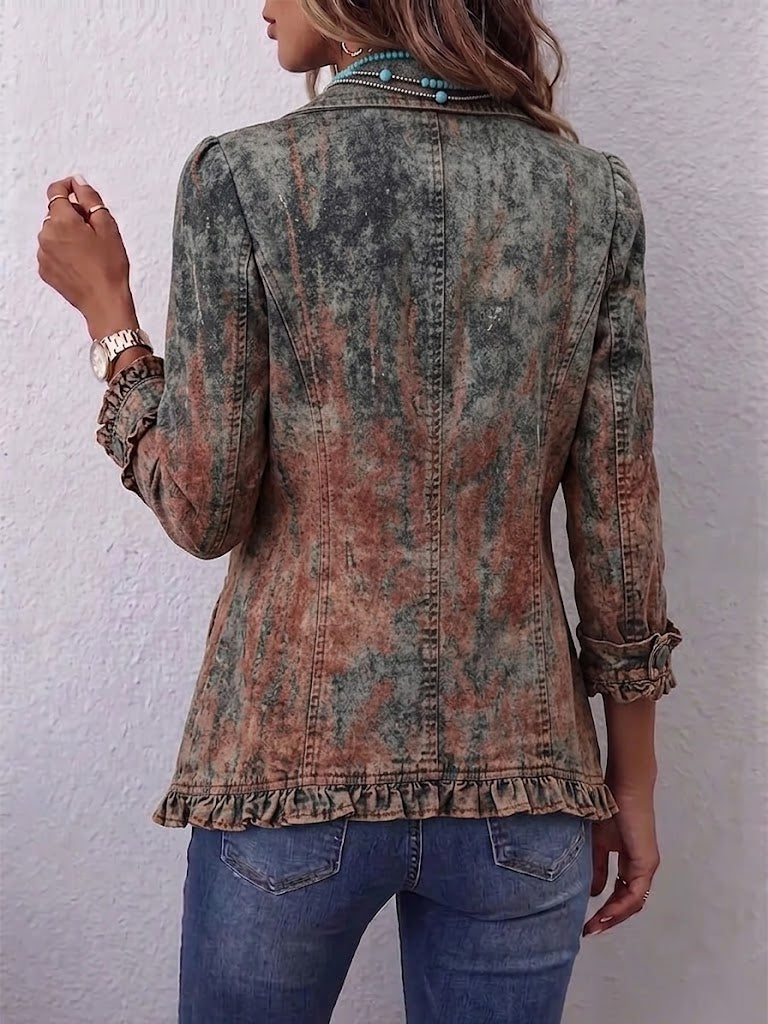 Bruna | Chaqueta con Volantes y Estampado Texturizado Degradado Vintage