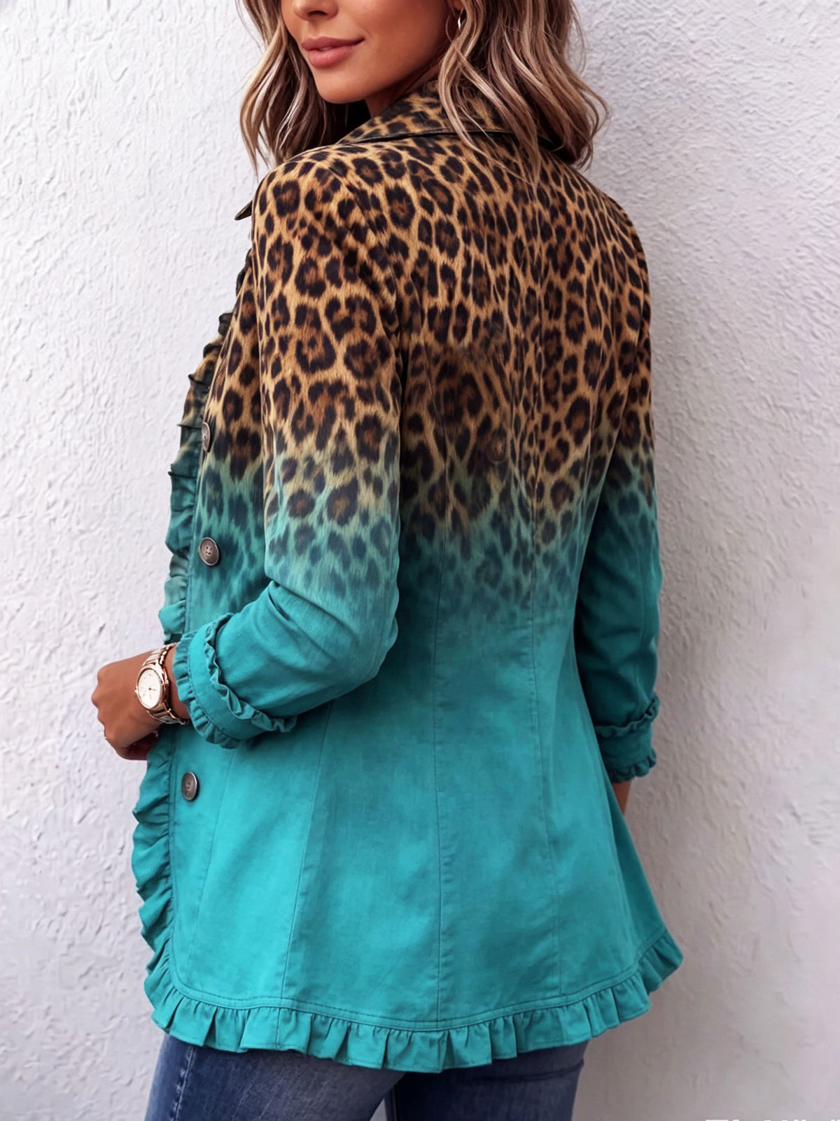 Elisa | Blazer con Volantes Ombré Leopardo