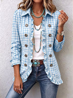 Carla | Chaqueta de Rayas con Botones y Volantes