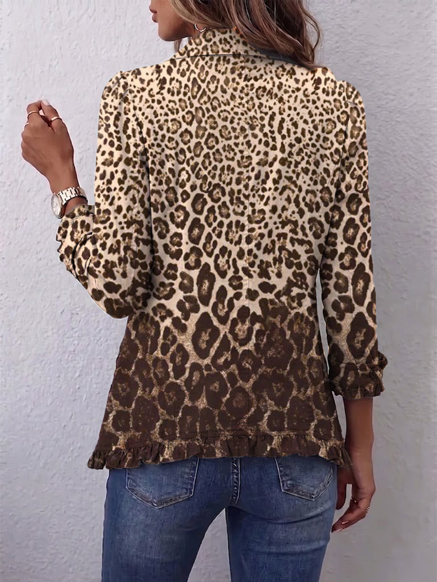 Noemi | Chaqueta con Volantes y Estampado de Leopardo