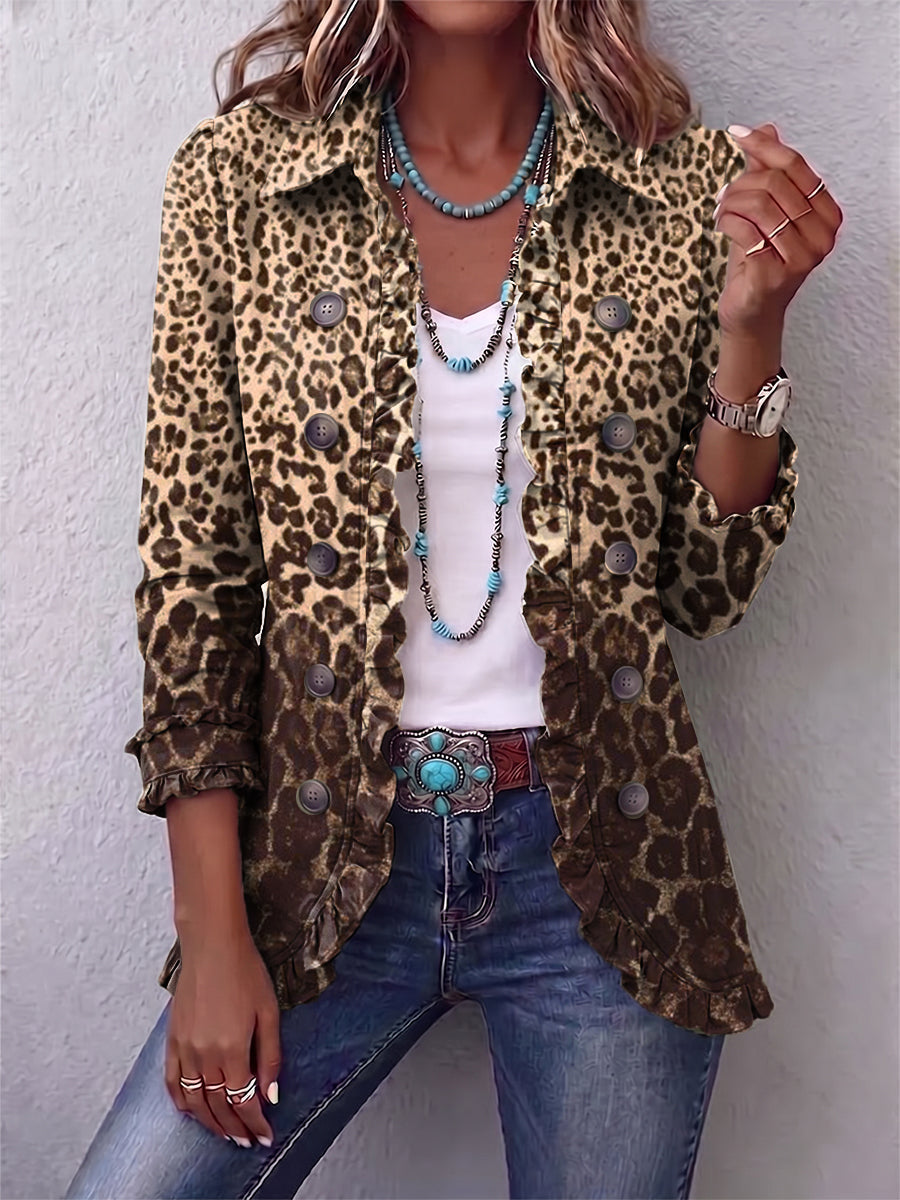Noemi | Chaqueta con Volantes y Estampado de Leopardo