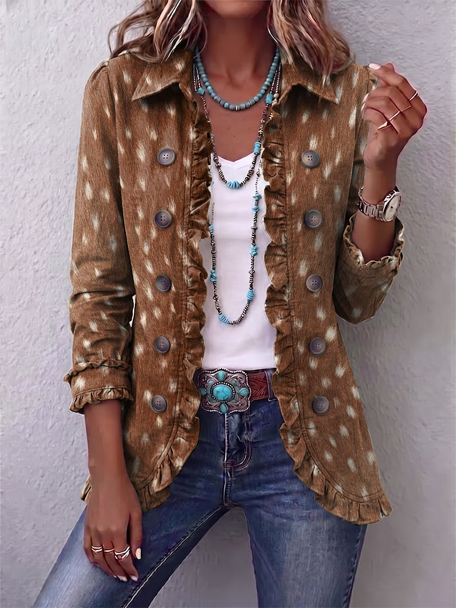 Nadia | Chaqueta con Volantes y Estampado Animal Bohemio