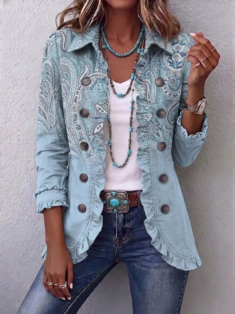Stella | Chaqueta con Volantes y Estampado de Cachemira Vintage
