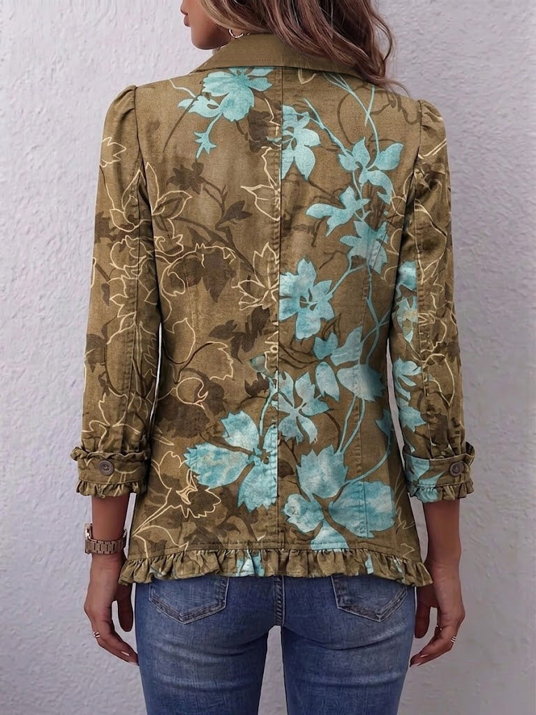 Sandra | Chaqueta Vintage Floral Boho con Volantes
